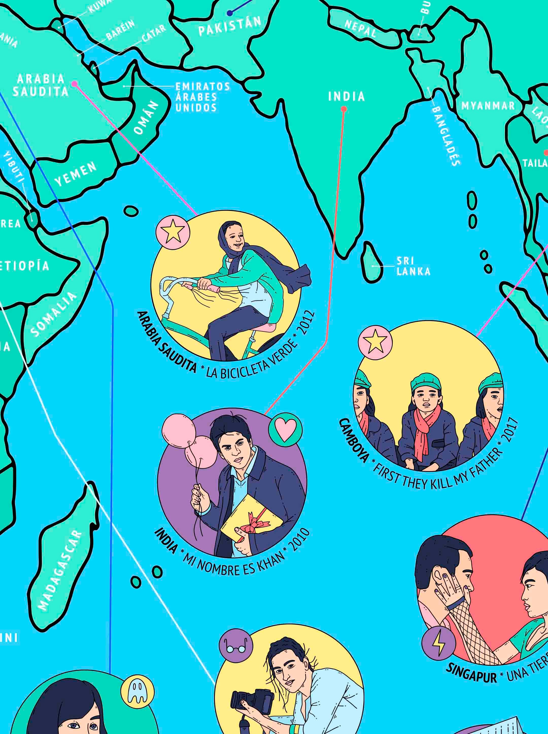 Mapa del Mundo en Películas - Lámina - Mappin