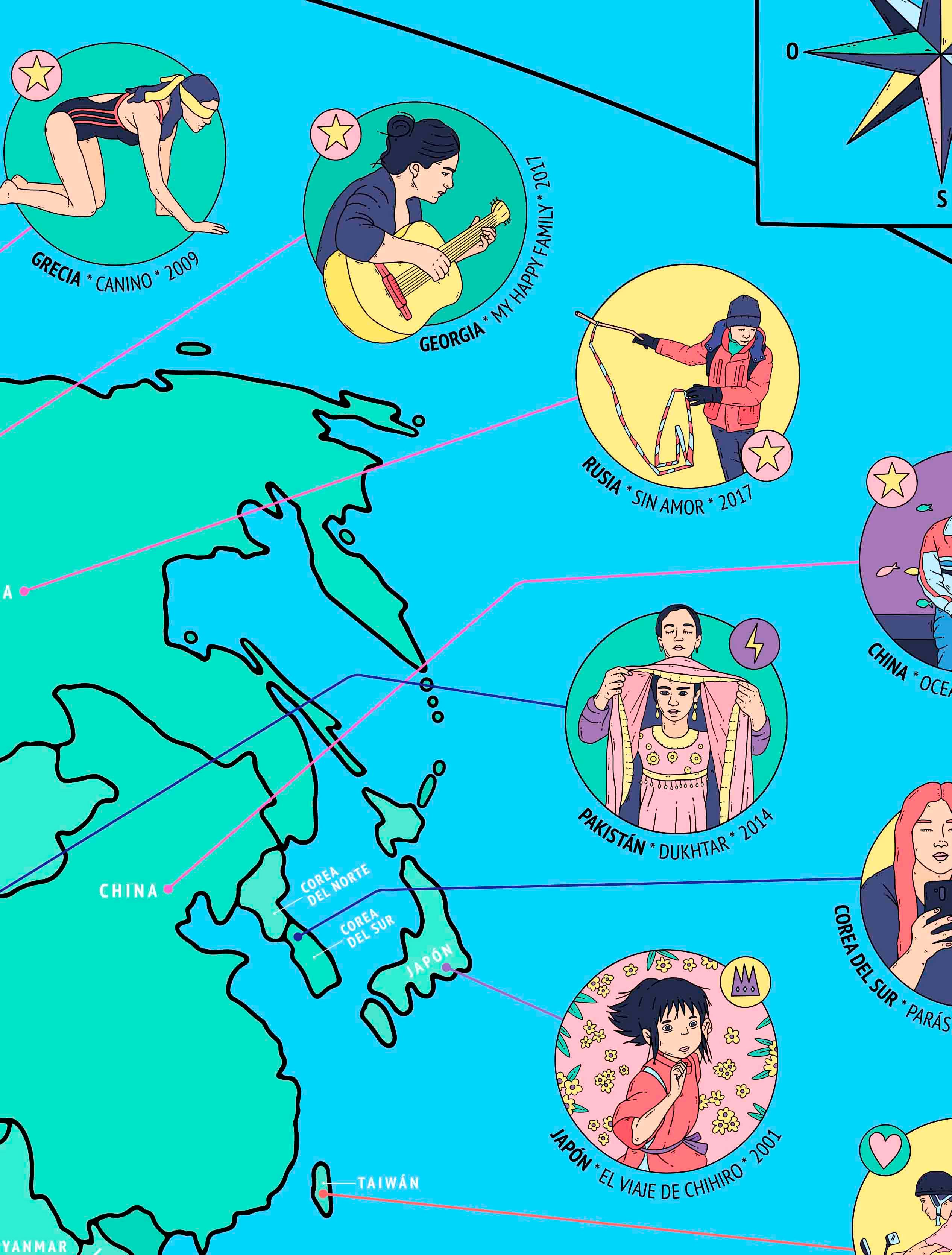 Mapa del Mundo en Películas - Lámina - Mappin