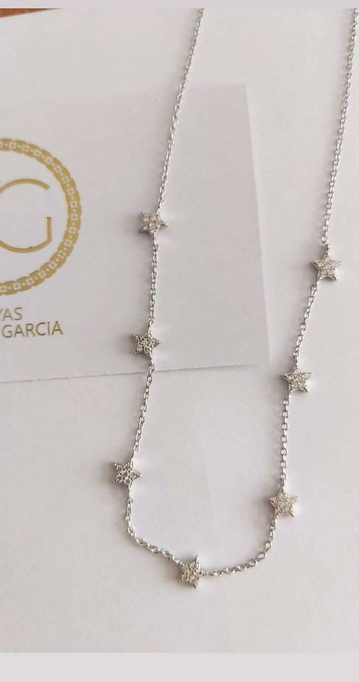 Chocker estrellas con circones plata