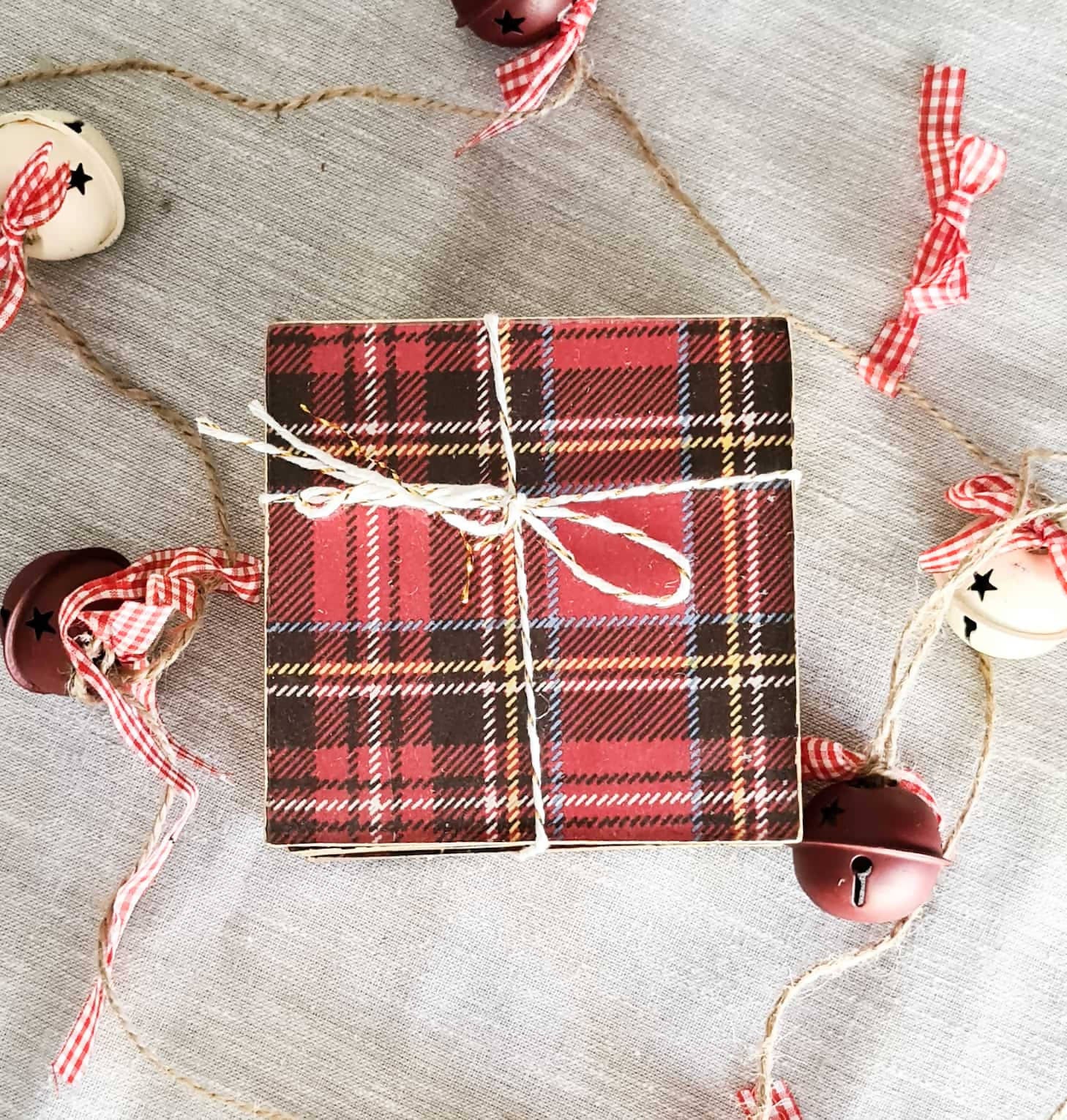 NAVIDAD Pack 6 posa vasos escocés