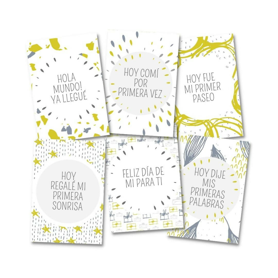 Tarjetas Hitos Bebé "Festa Ocre"