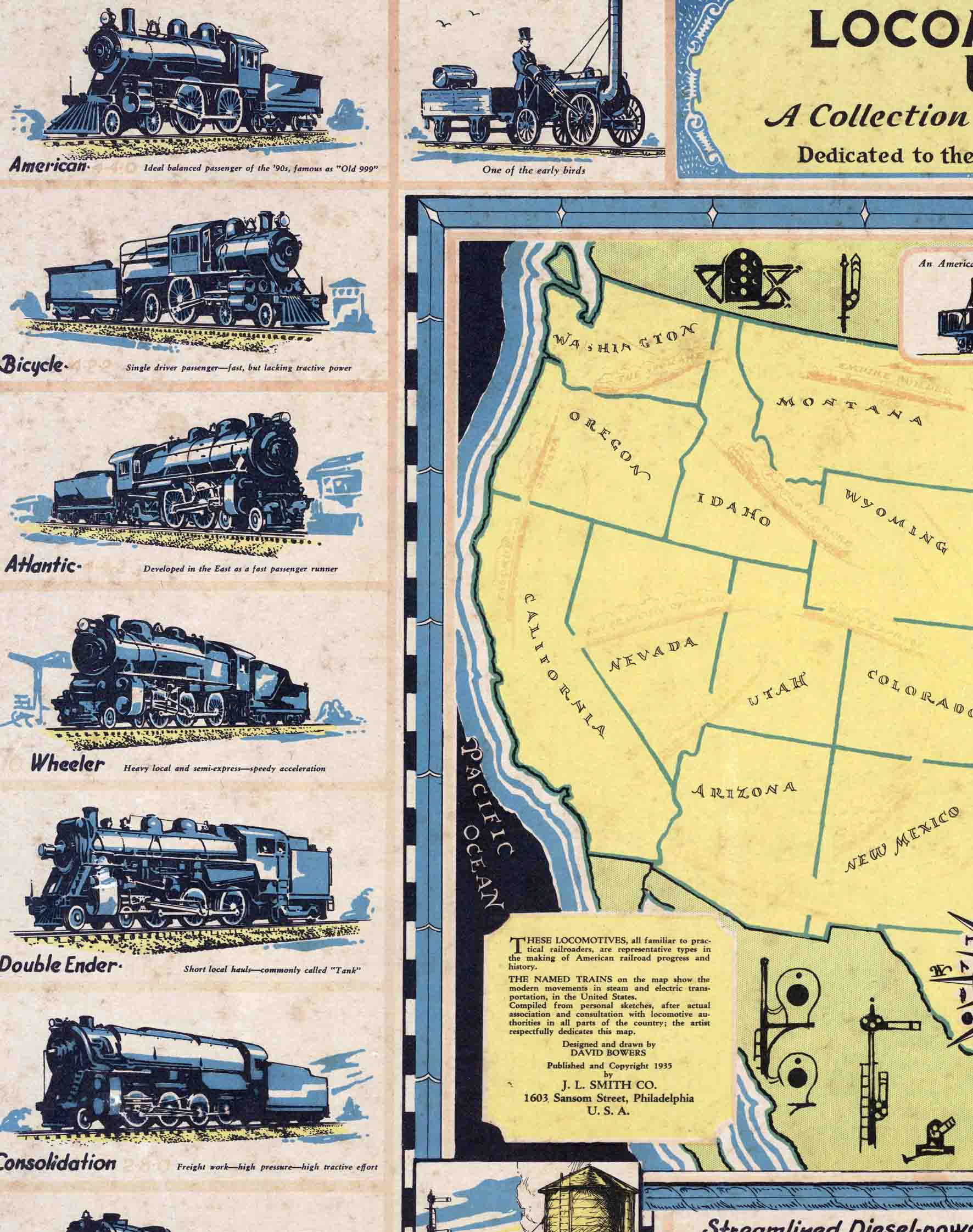 Mapa de Estados Unidos de Ferrocarriles - Enmarcado A PEDIDO