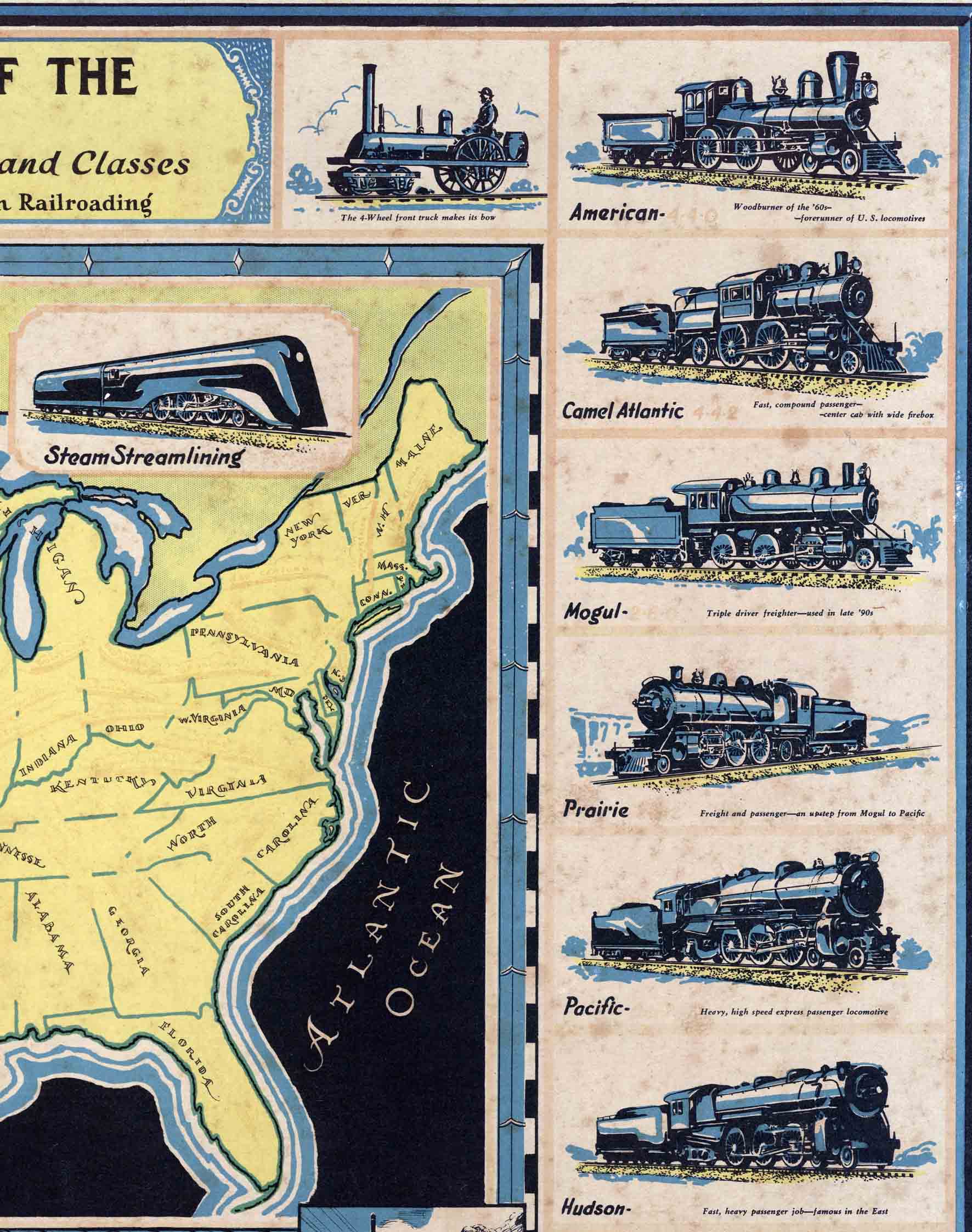 Mapa de Estados Unidos de Ferrocarriles - Enmarcado A PEDIDO