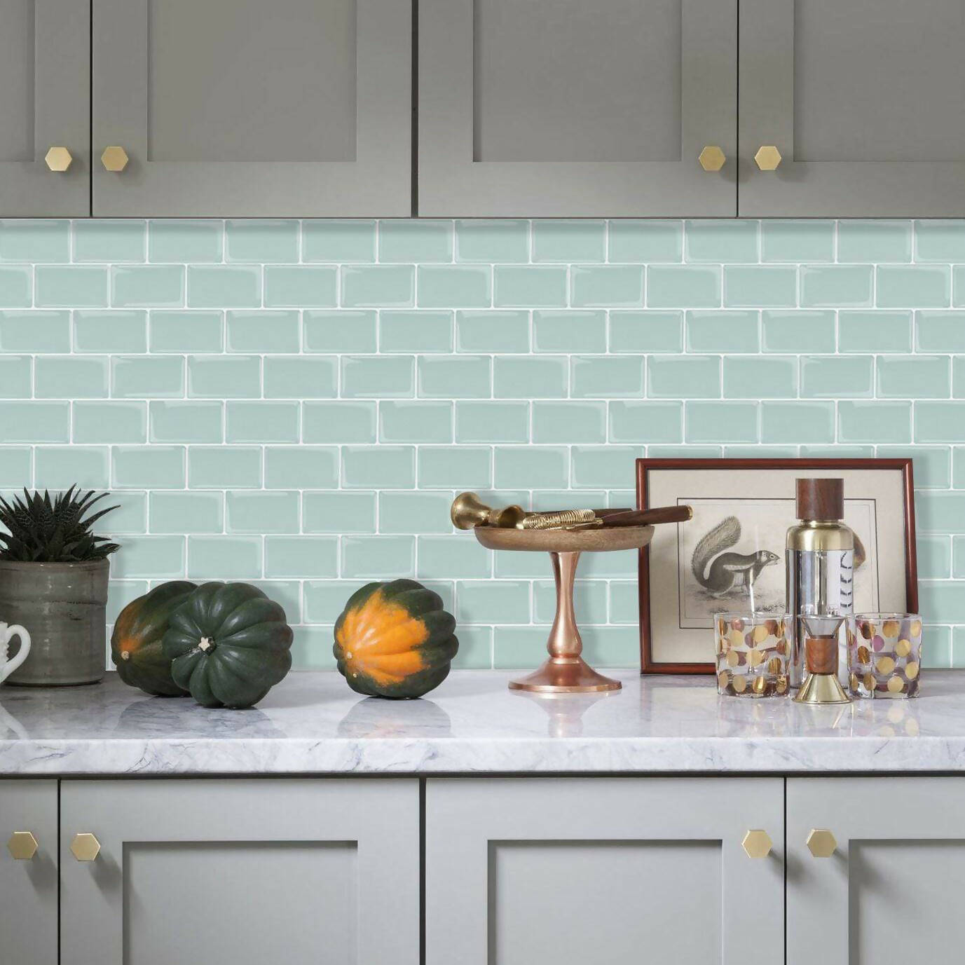 LADRILLO VERDE AGUA Muriglass Autoadhesivo 3D