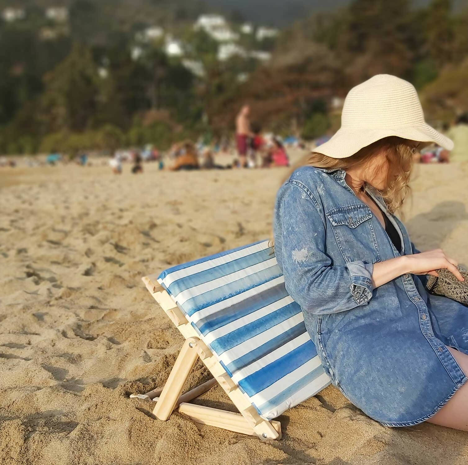 Reposera o respaldo de playa líneas azules Paper Home