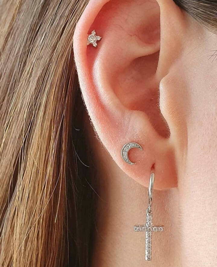 Estrellas mini con circones plata