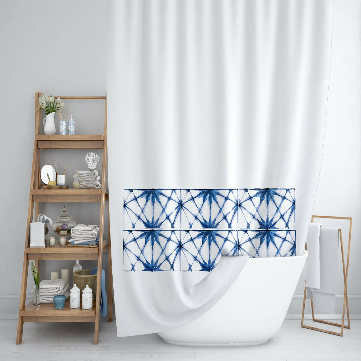 Cortina de Baño Shibori Azul