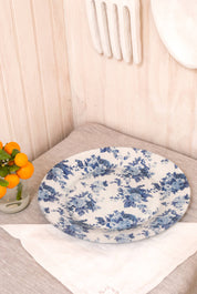 Plato Fondo Flores azules redondo