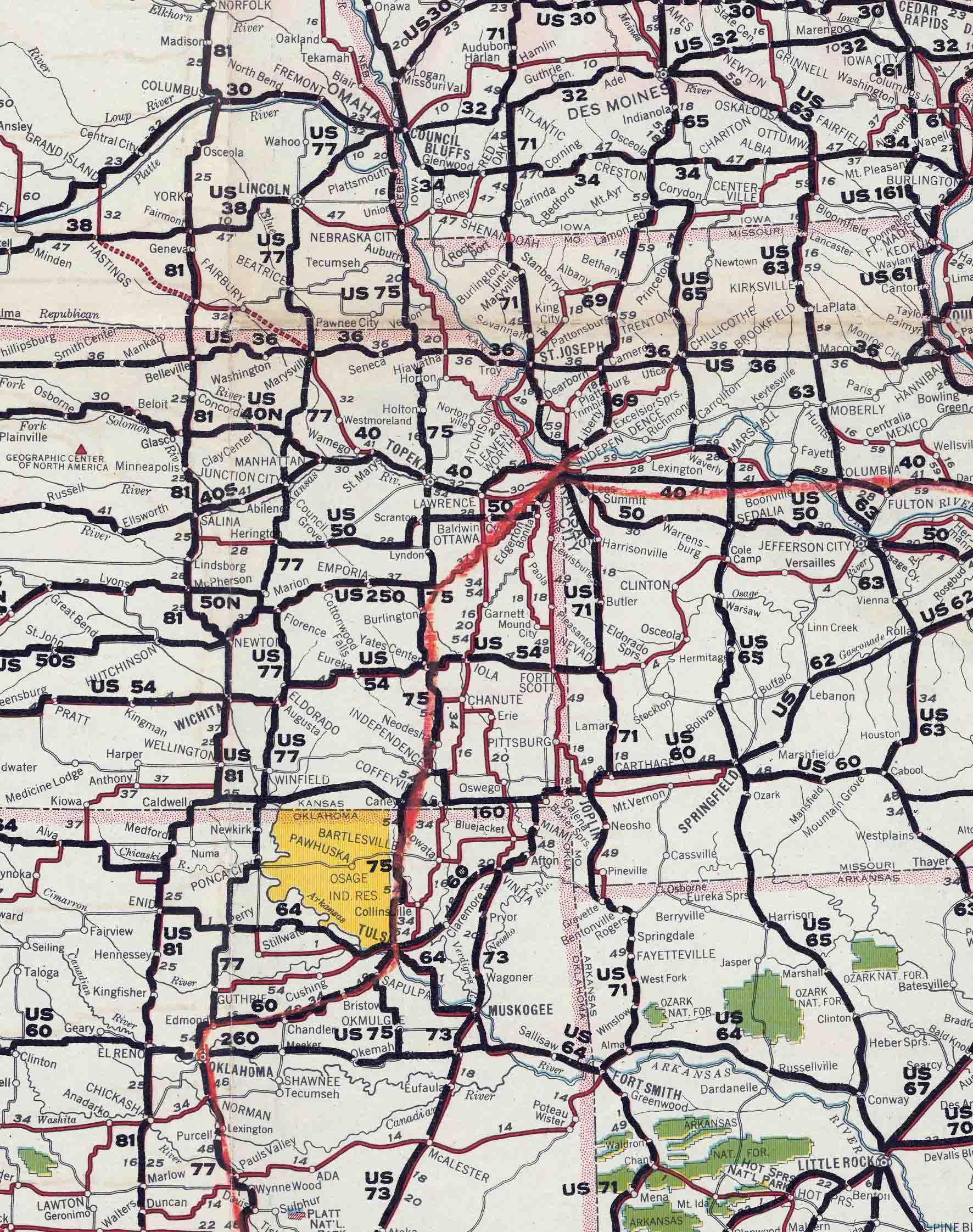 Mapa de Estados Unidos y sus Carreteras, 1926 - Lámina