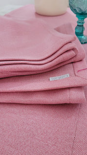 Camino de mesa de lino tono rosado pastel