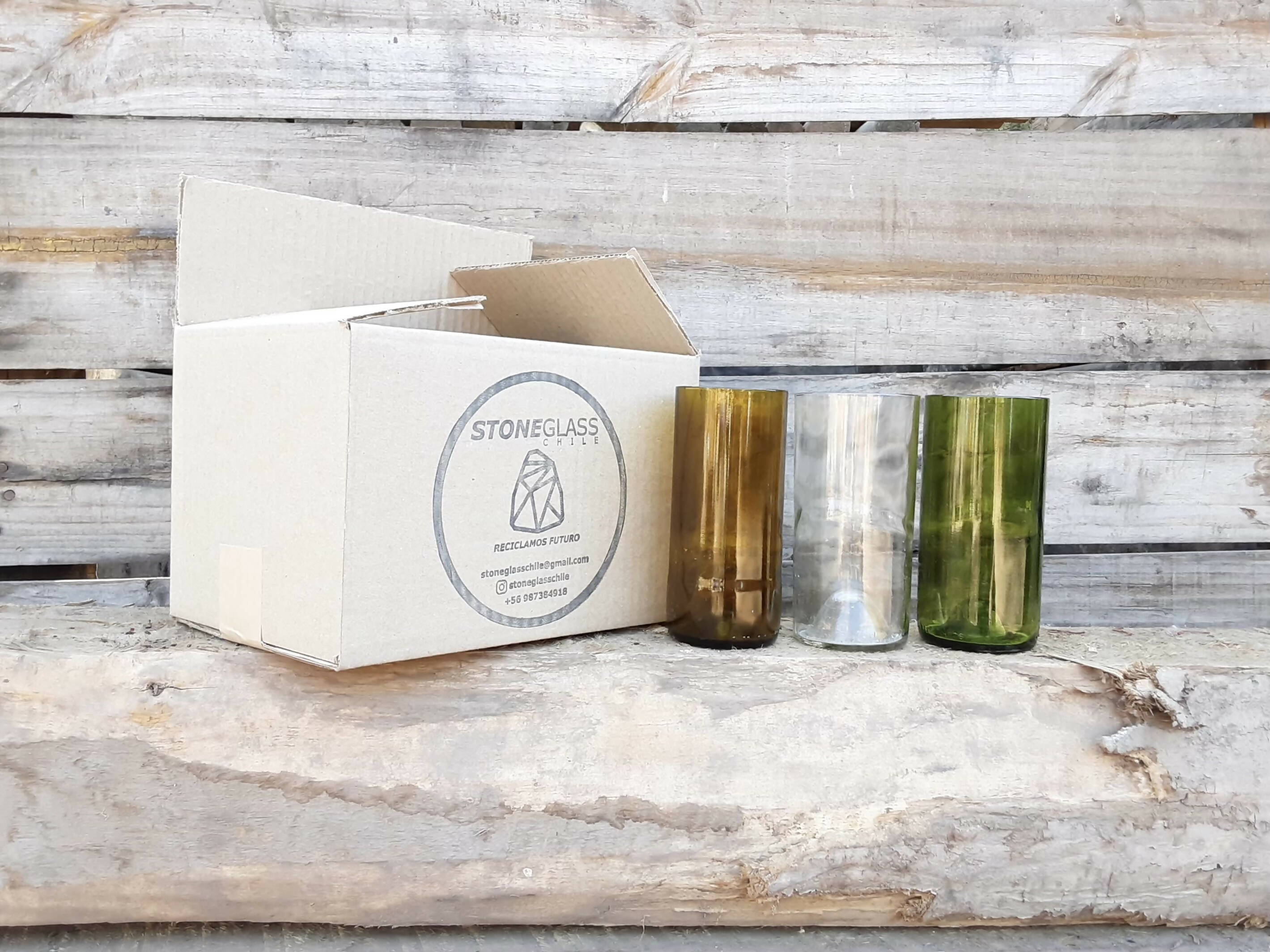 Stoneglass sixpack vasos verdes