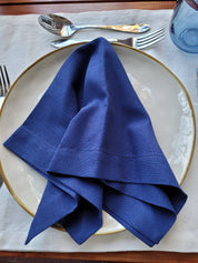 Servilletas lino algodon azul, pack de 4