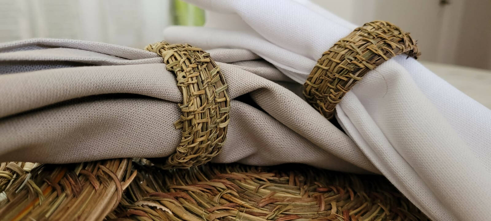 Servilletas lino algodon beige, pack de 4