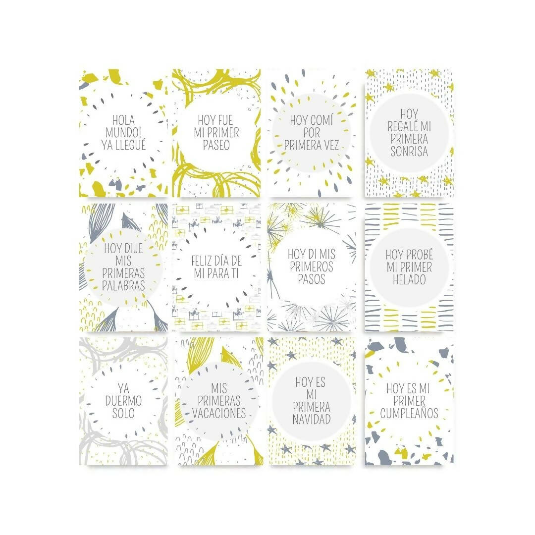 Tarjetas Hitos Bebé "Festa Ocre"