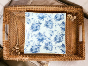 Plato Fondo Flores azules cuadrado