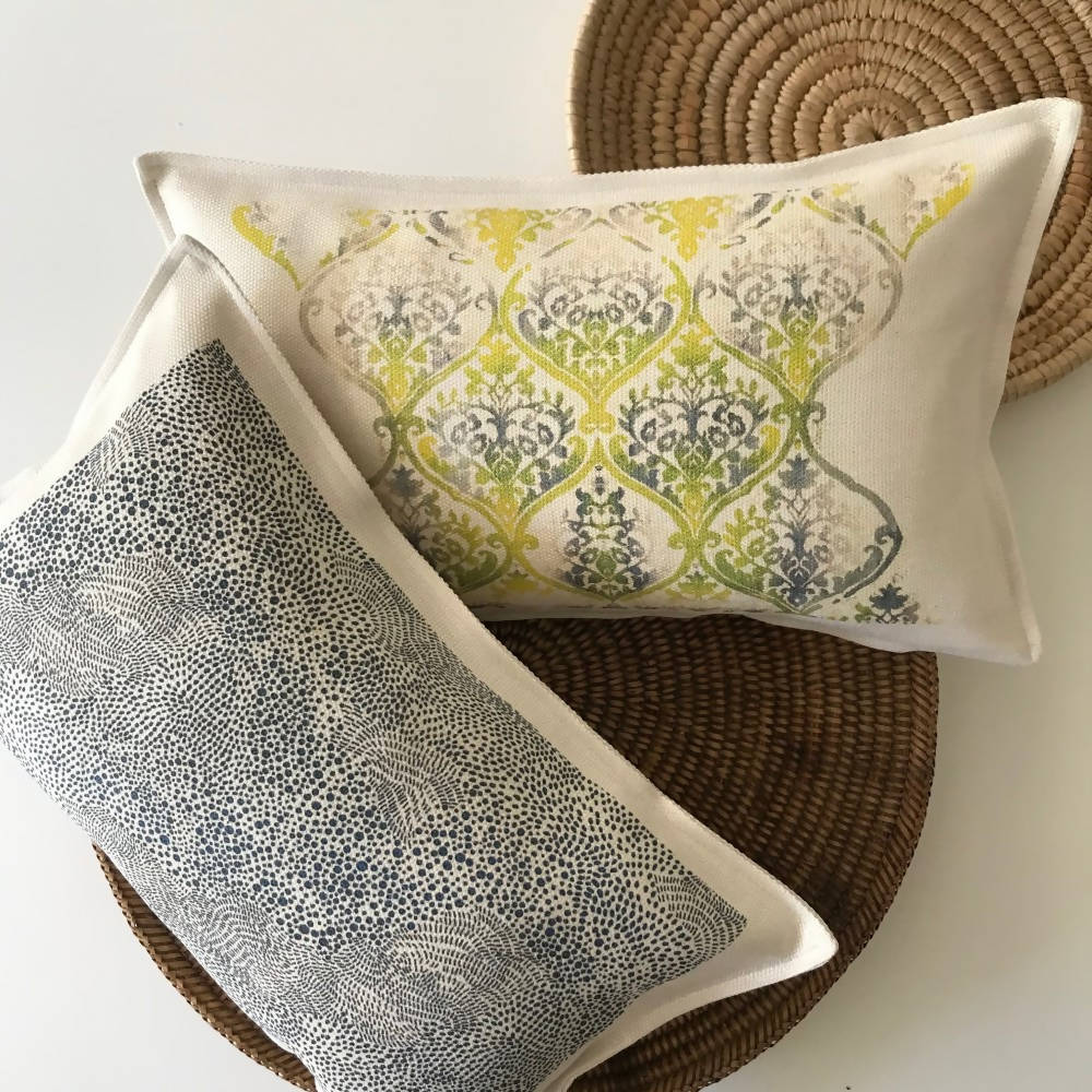 Cojin Tapiz Azul Limón 2 - 50 x 30