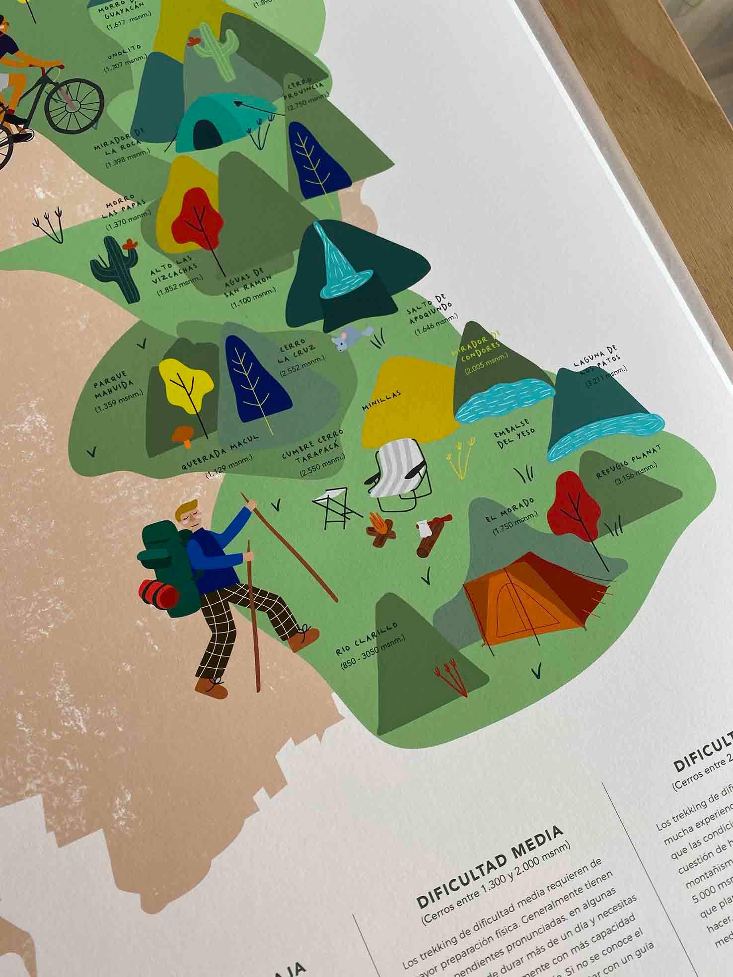 Mapa de Trekking en Santiago - Lámina - Mappin