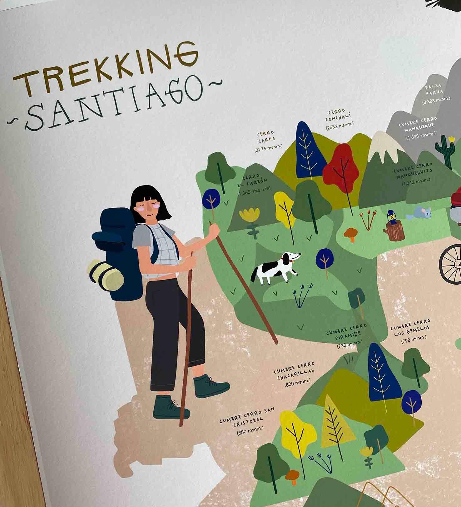 Mapa de Trekking en Santiago - Lámina - Mappin