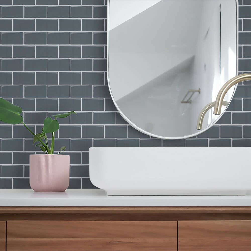 LADRILLO GRIS Muriglass Autoadhesivo 3D