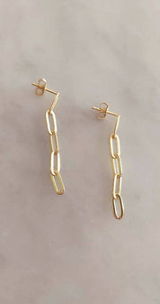 Aros largos de eslabones baño oro