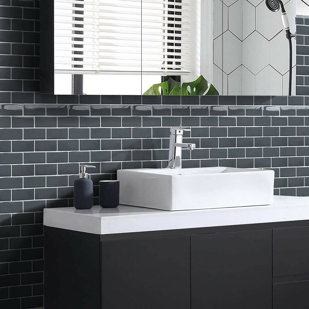 LADRILLO GRIS Muriglass Autoadhesivo 3D