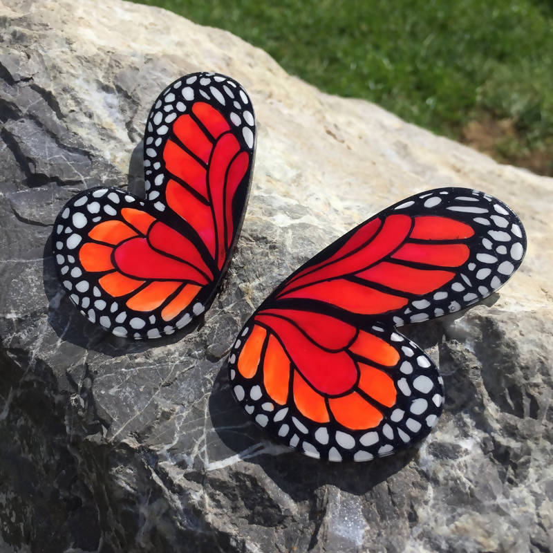 Aros Semi Mariposa Monarca XL con Pin