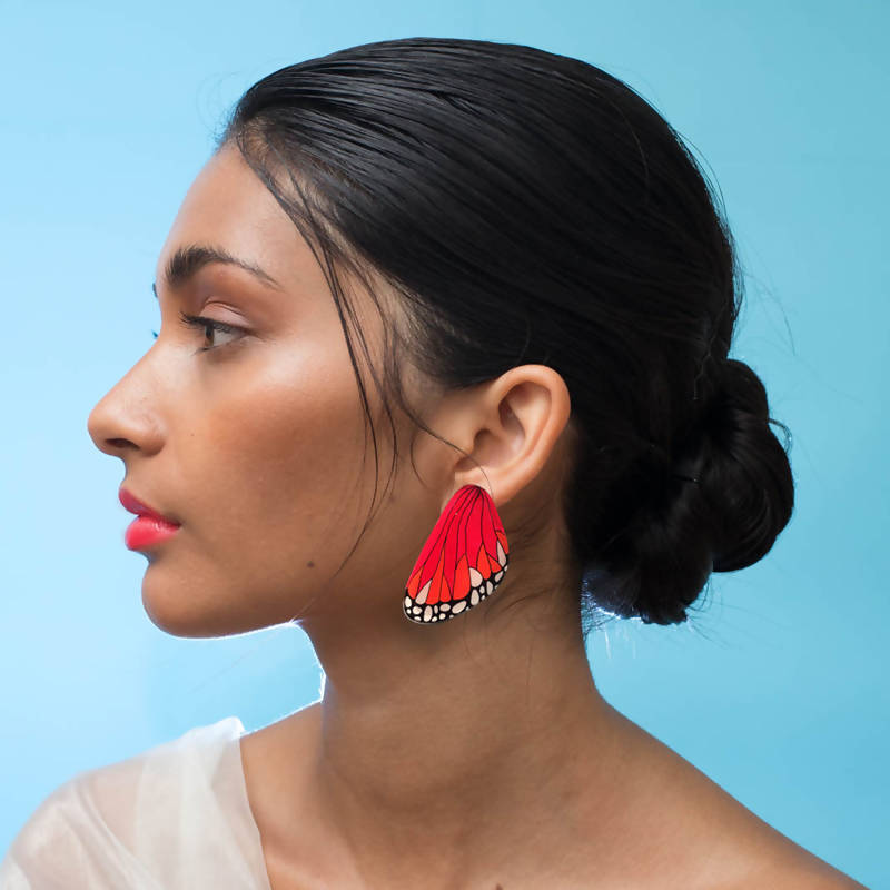 Aros Ala Mariposa Monarca con Pin Plata