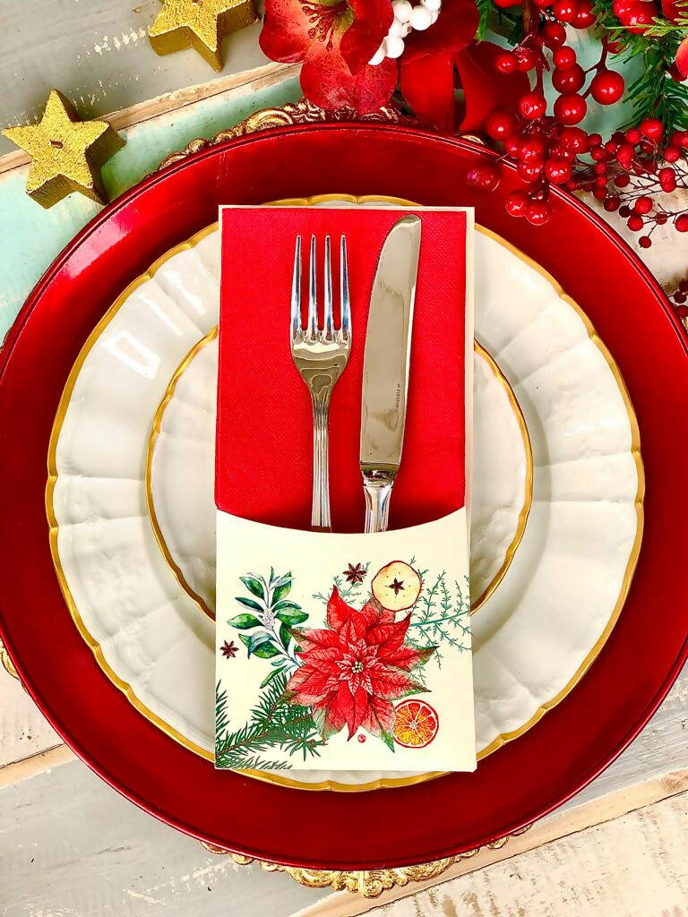 Porta Cubierto Flor Navidad