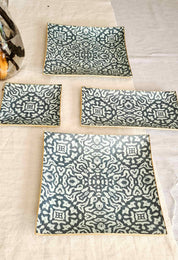 Bandeja Rectangular 12 x 24 cm, Etnico azul