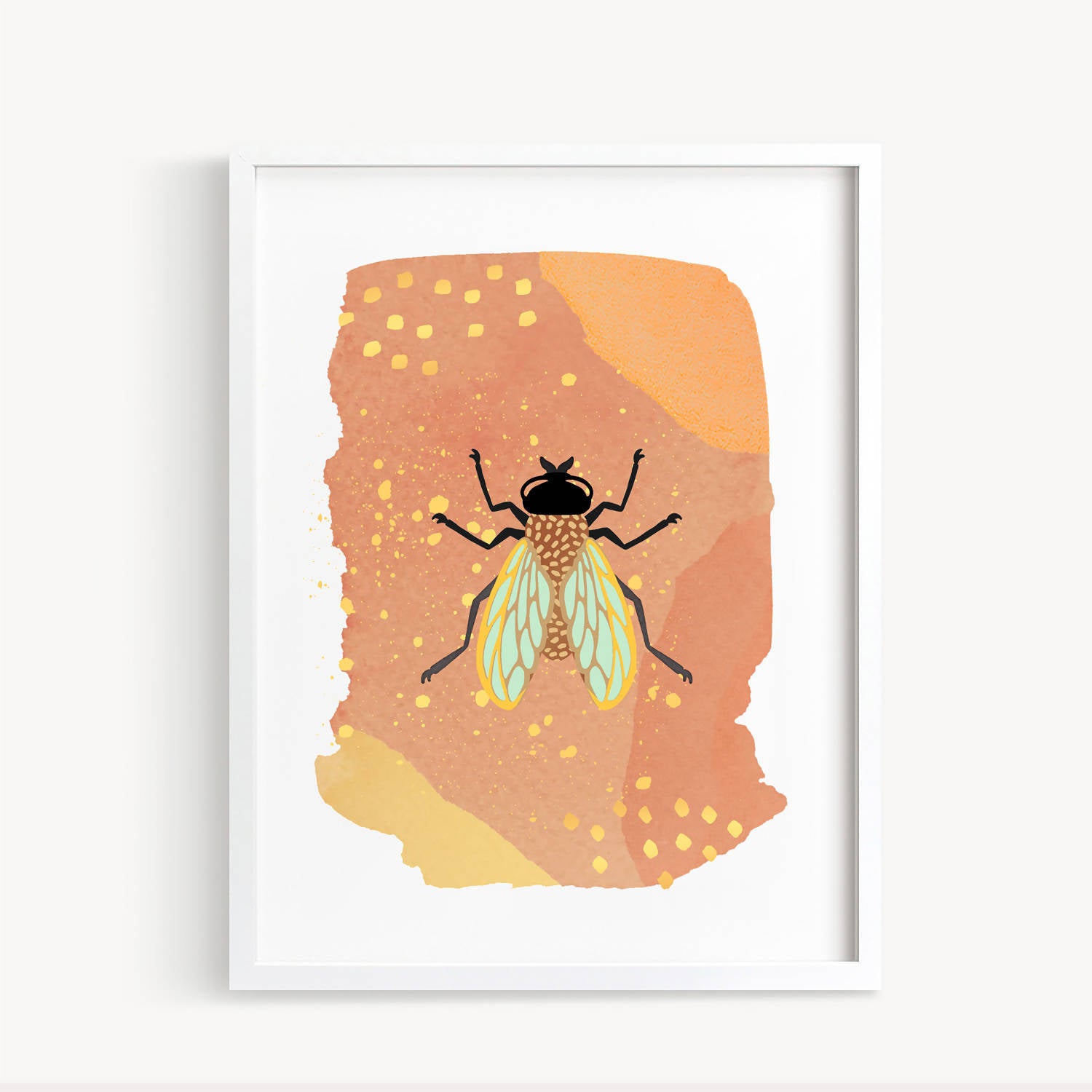 Dúo de cuadros "Insectos Gold" grillo y mosca