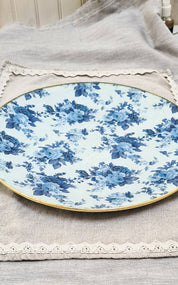 Plato Fondo Flores azules redondo
