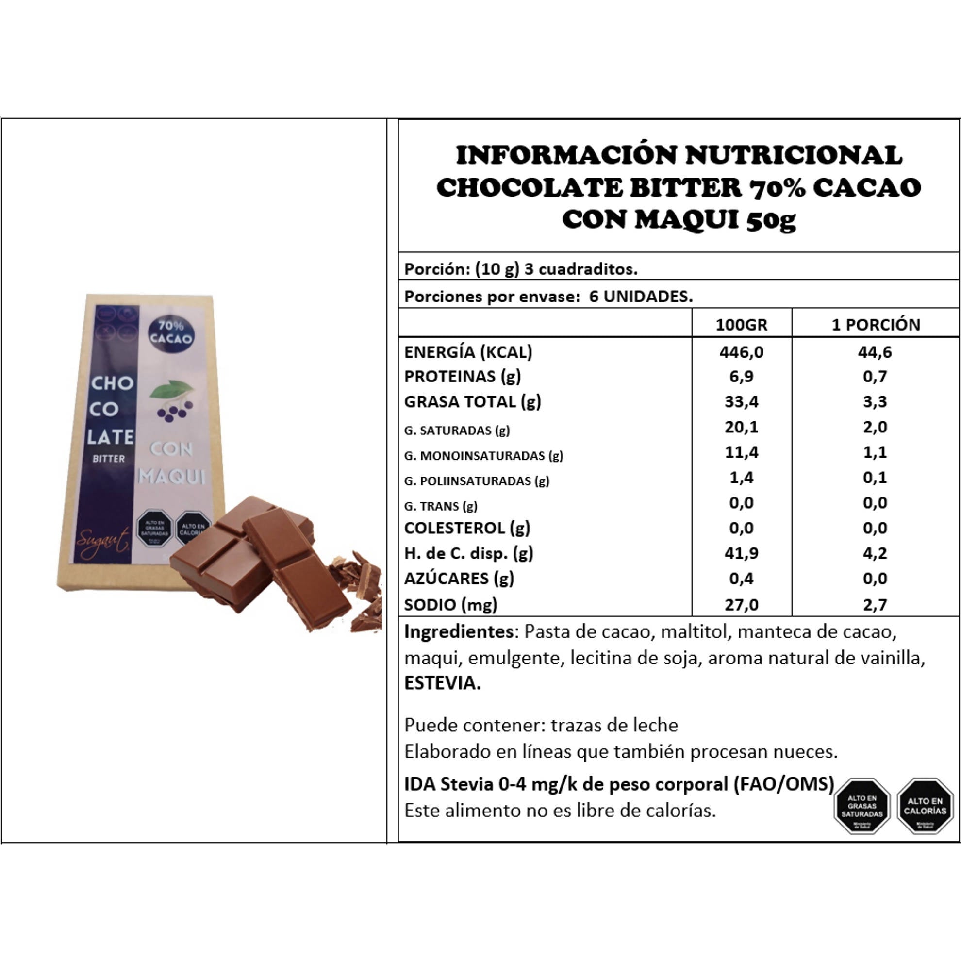 Pack x 5 CHOCOLATE BITTER 70% CACAO 50g – 1 Arándano + 1 Avellanas + Cerezas + Puro + Maqui