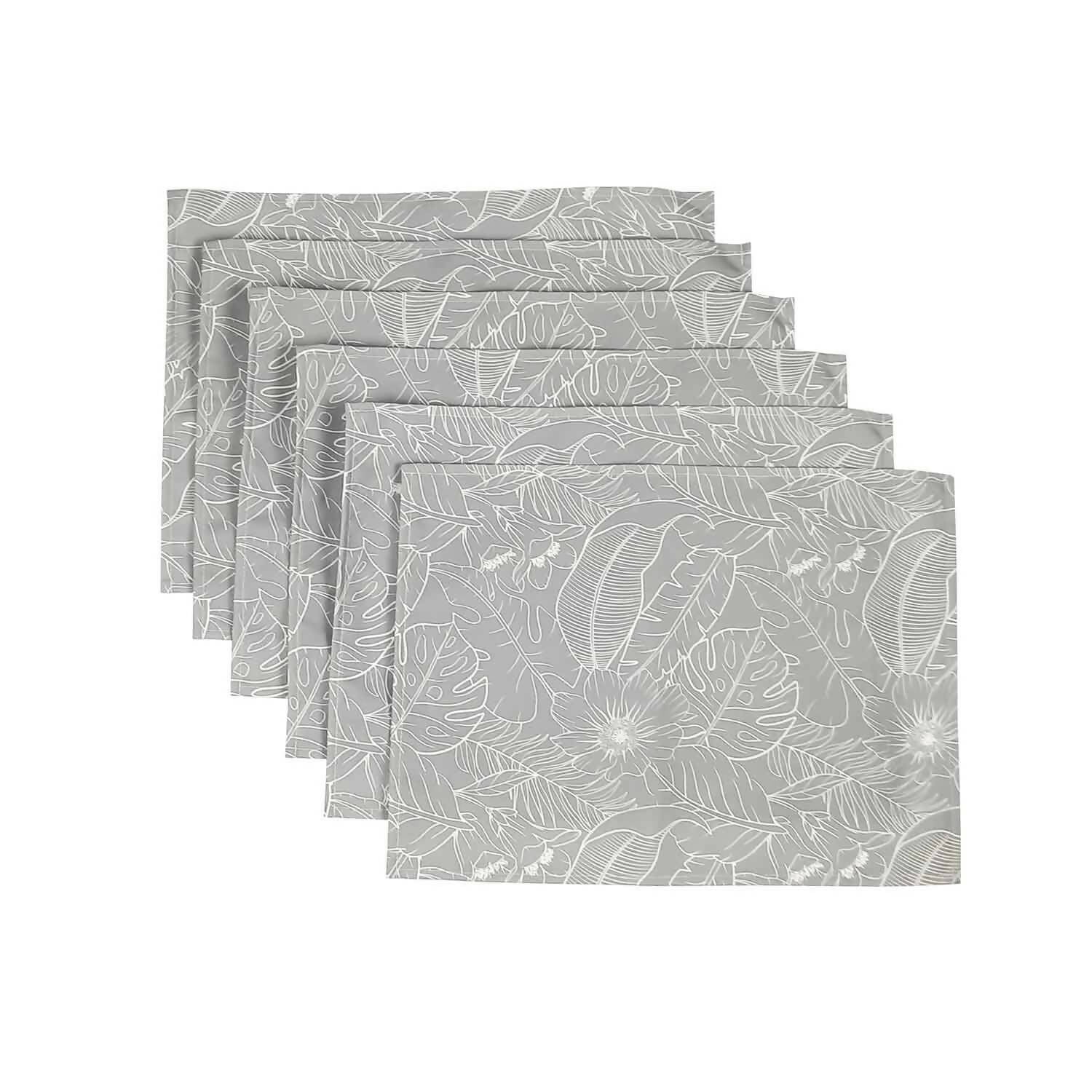Set x 6 individuales anti manchas rectangulares botánico gris Paper Home