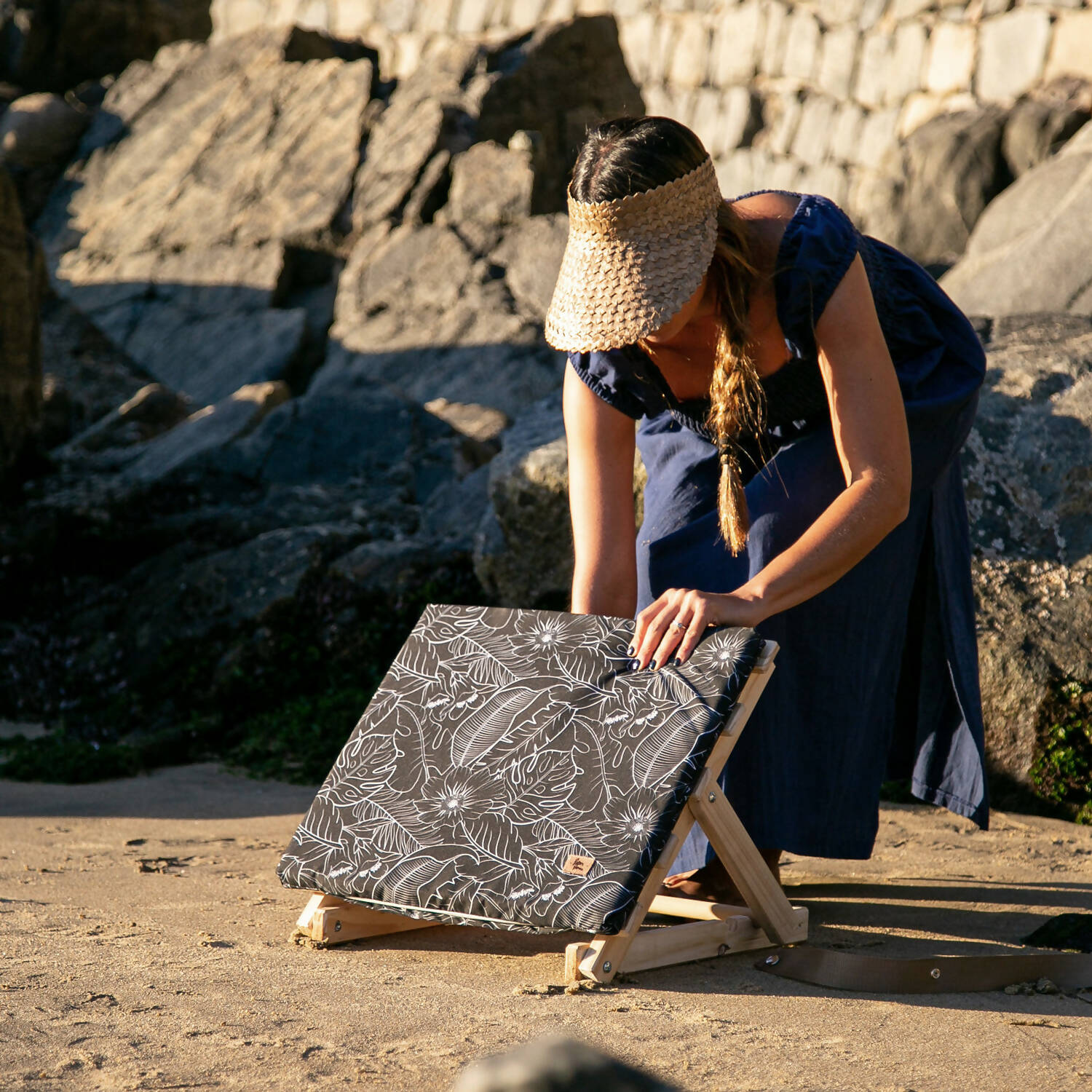 Reposera o respaldo de playa botánico negro Paper Home