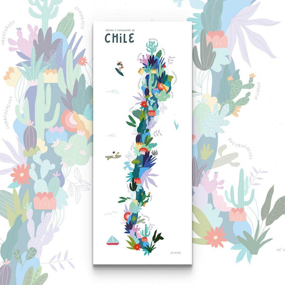 Mapa de Cactus y Suculentas de Chile - Lámina - Mappin