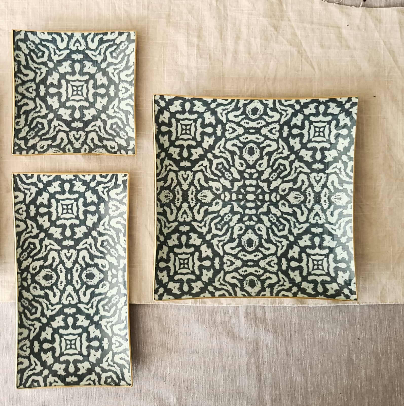 Bandeja Rectangular 12 x 24 cm, Etnico azul