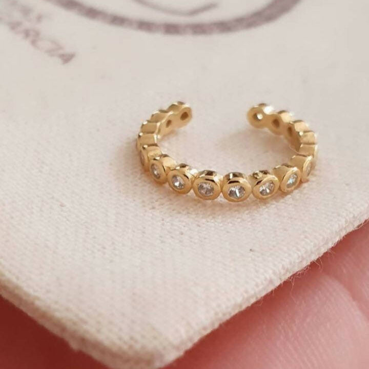 Cuff con circones baño oro (unidad)