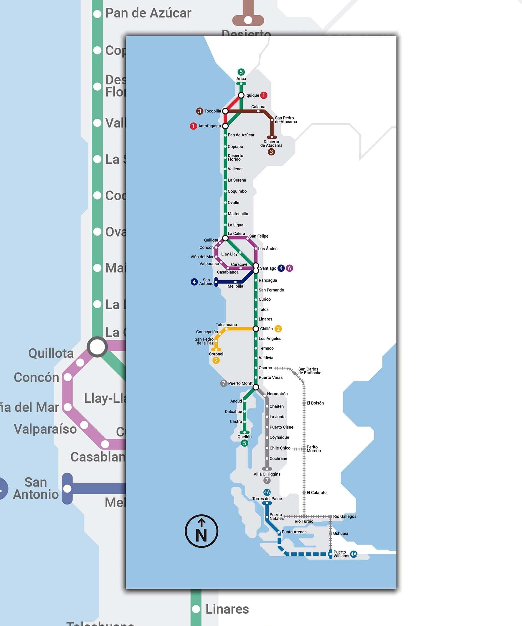 Mapa de Chile Metro - Lámina - Mappin