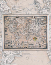 Mapa del Mundo de Maravillas Sepia - Lámina