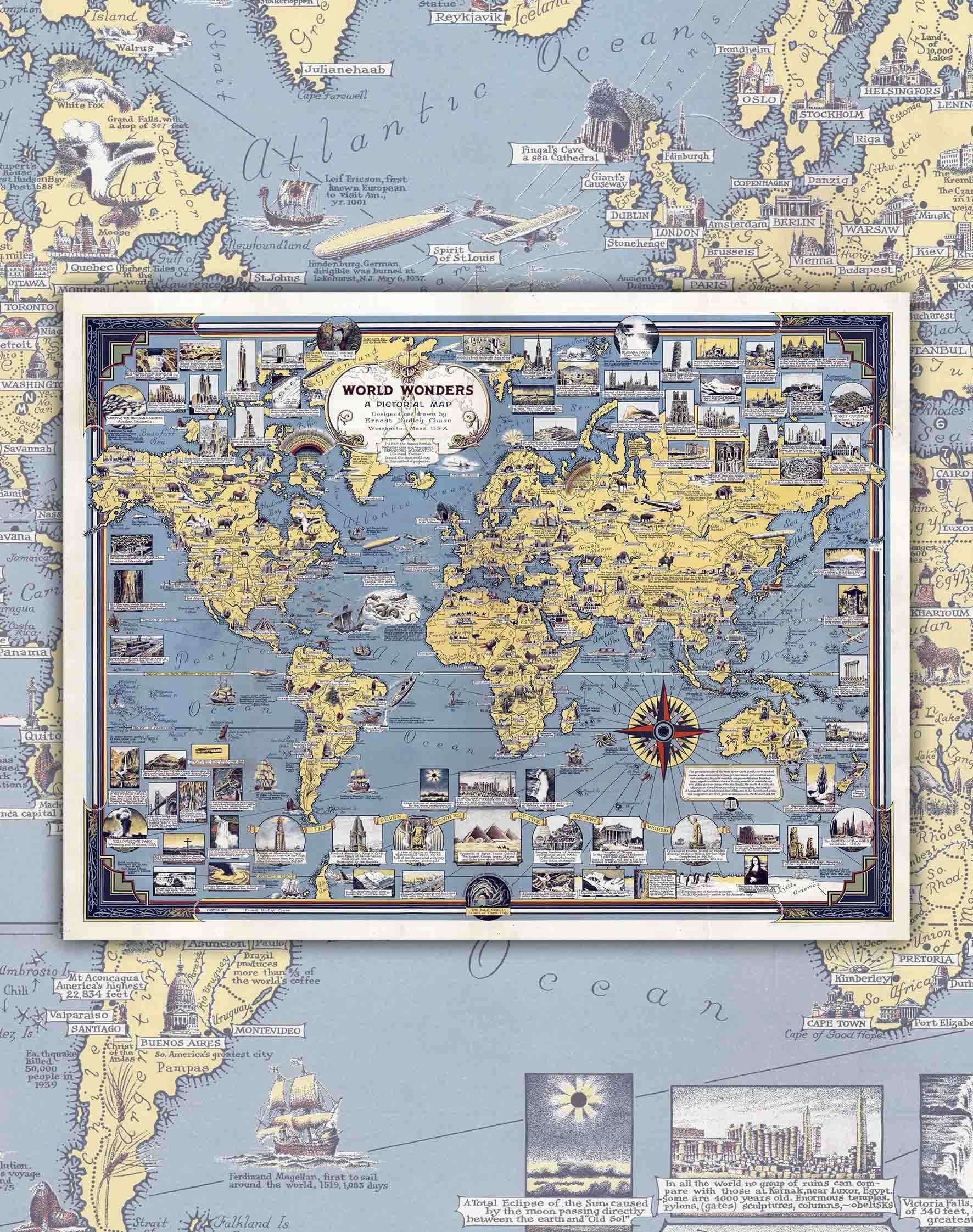 Mapa Mundi de las Maravillas 1939 - Lámina