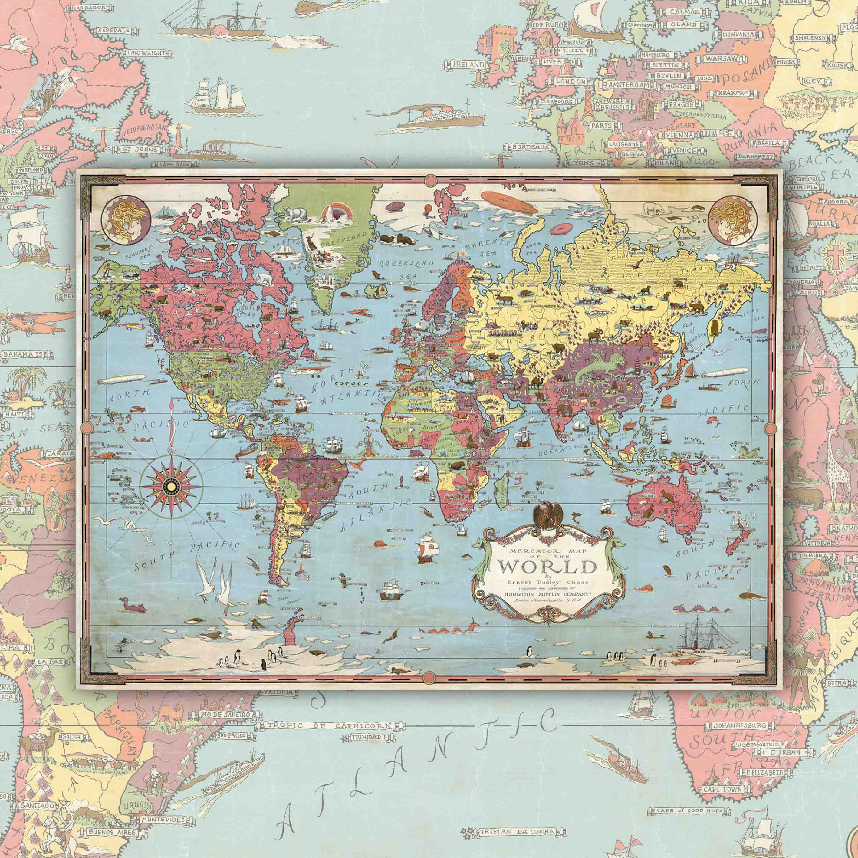 Mapa Mundi ilustrado de 1931 - Lámina