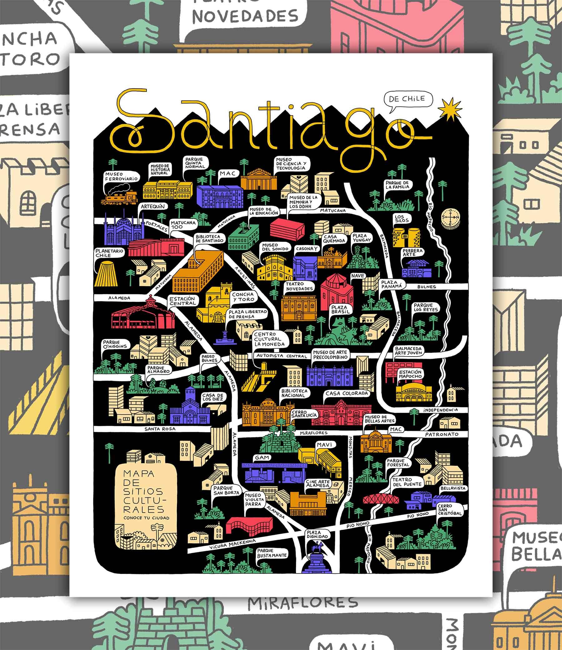 Mapa de Sitios Culturales de Santiago - Lámina - Mappin