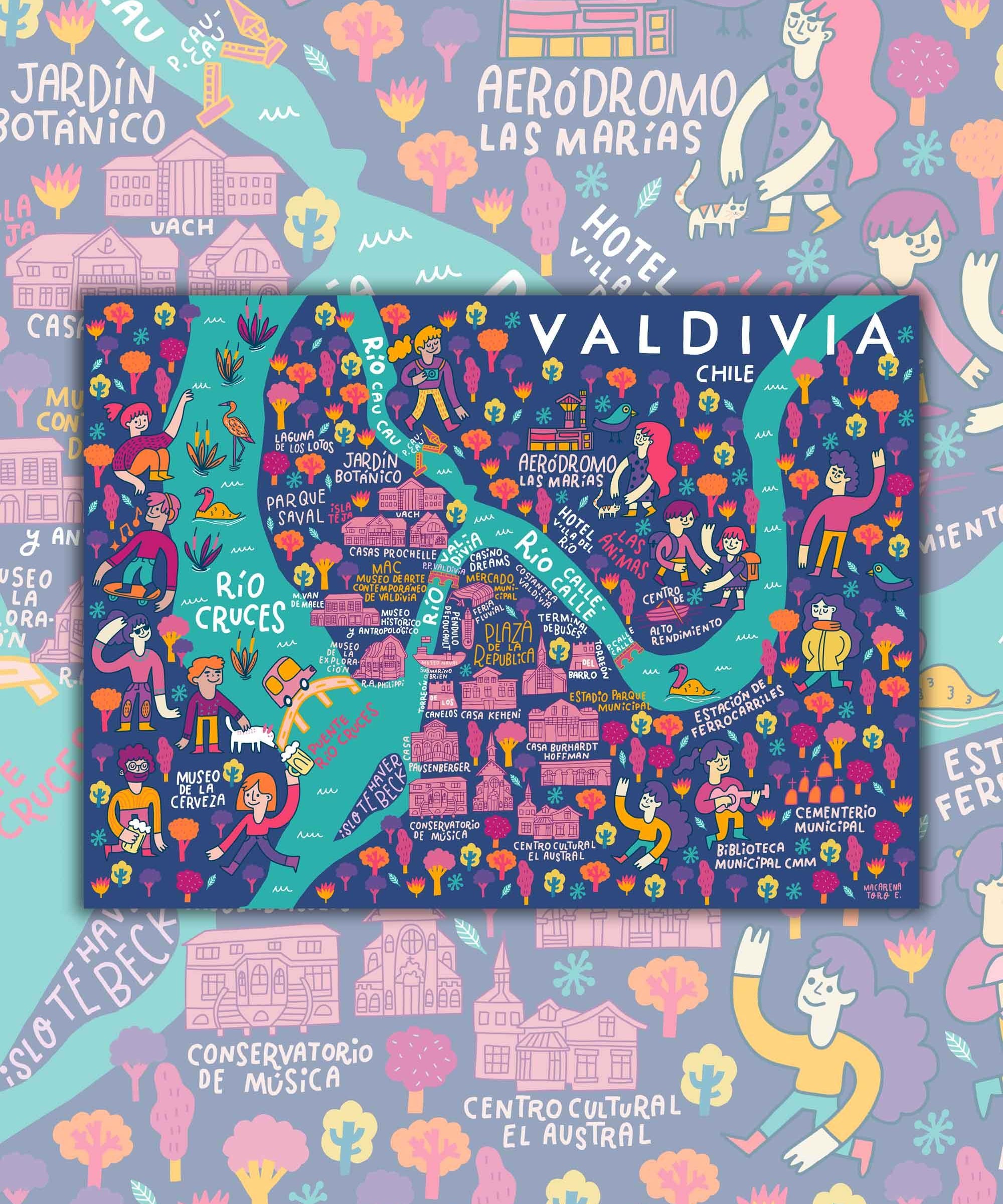 Mapa de Valdivia Ilustrado - Lámina - Mappin