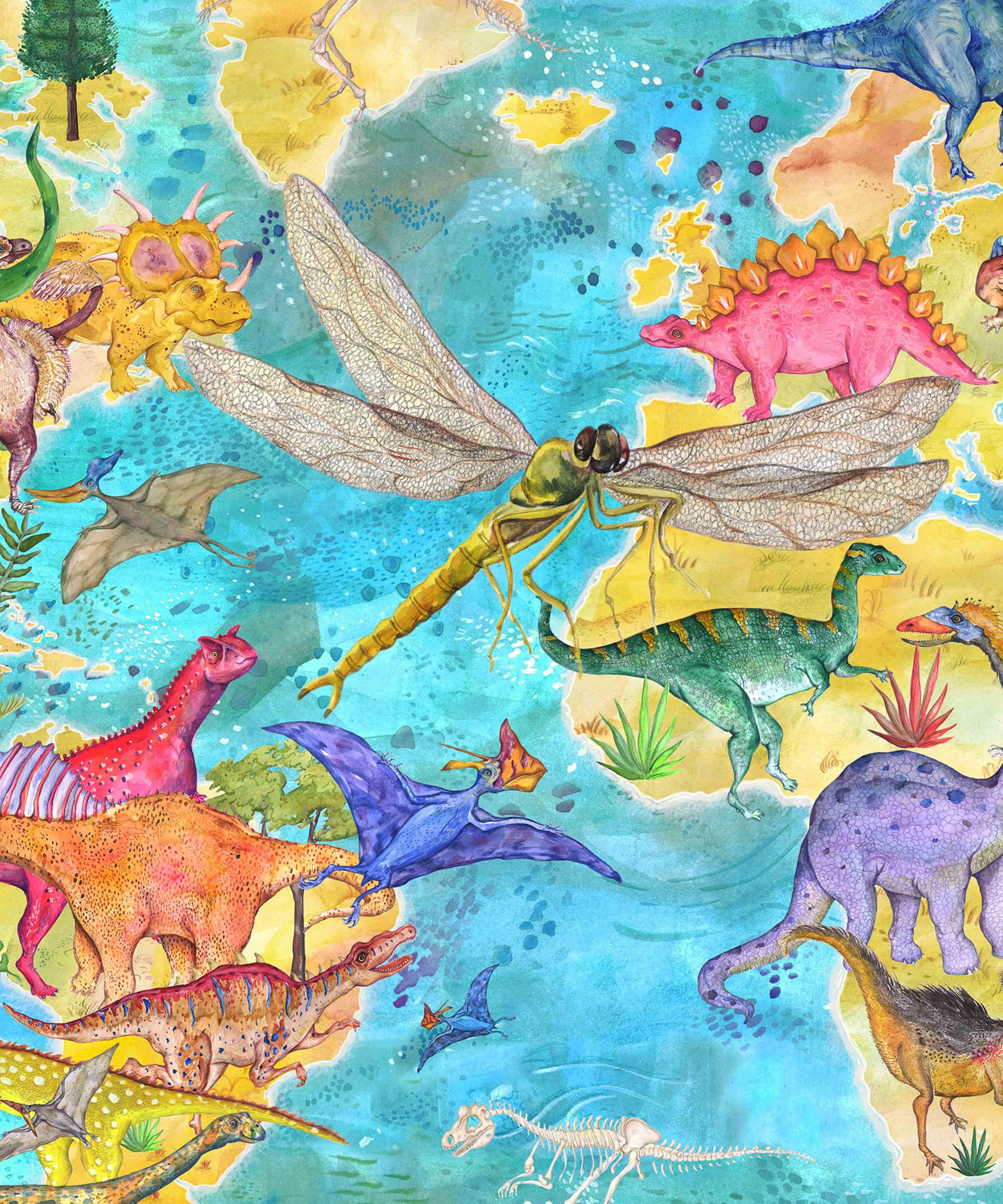 Mapa del Mundo de Dinosaurios - Lámina - Mappin