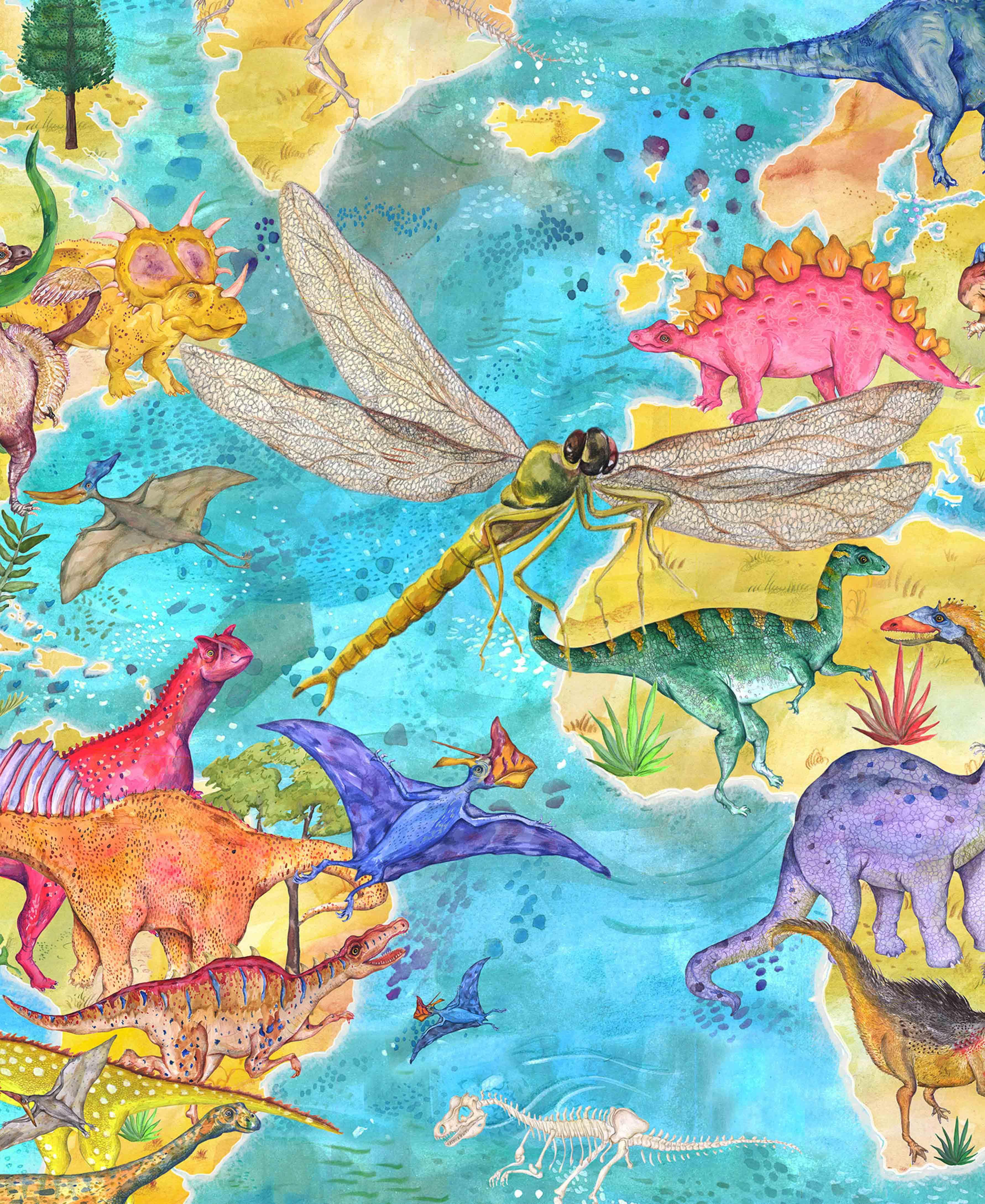 Mapa del Mundo de Dinosaurios - Lámina - Mappin