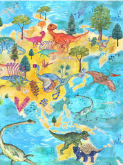Mapa del Mundo de Dinosaurios - Lámina - Mappin