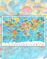 Mapa del Mundo de Dinosaurios - Lámina - Mappin