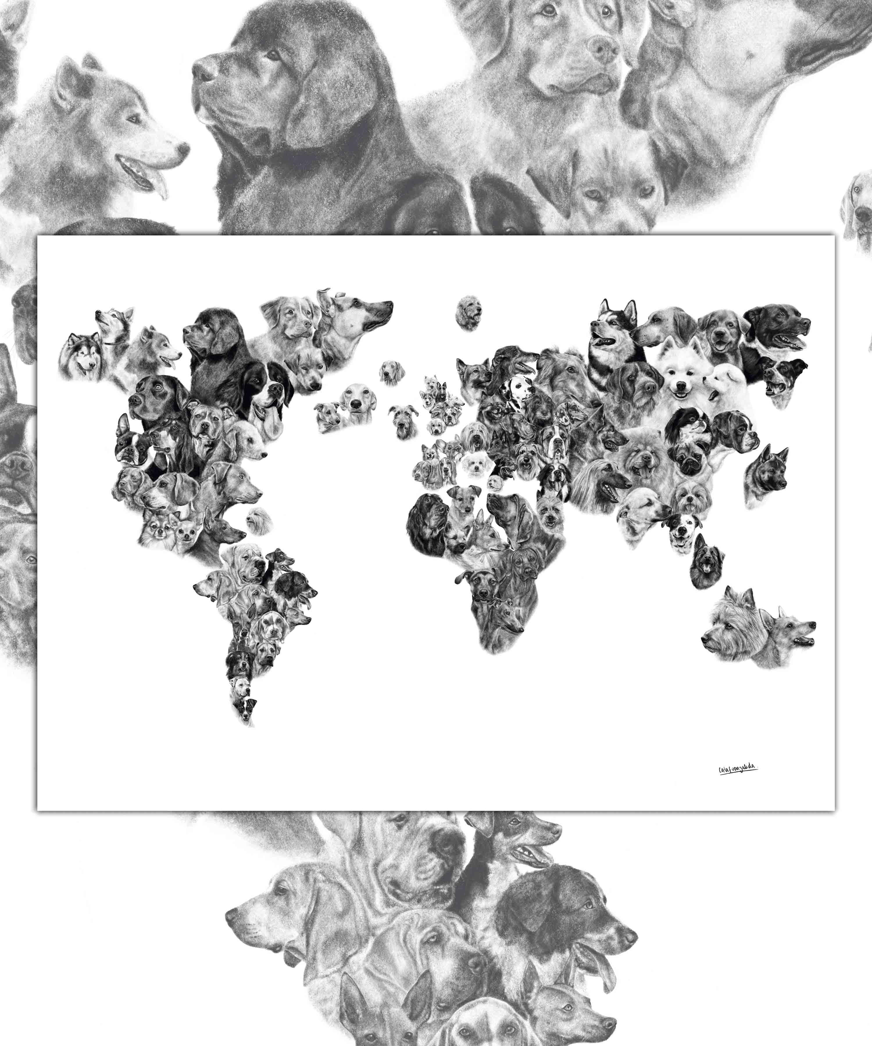 Mapa de Perros del Mundo - Lámina - Mappin