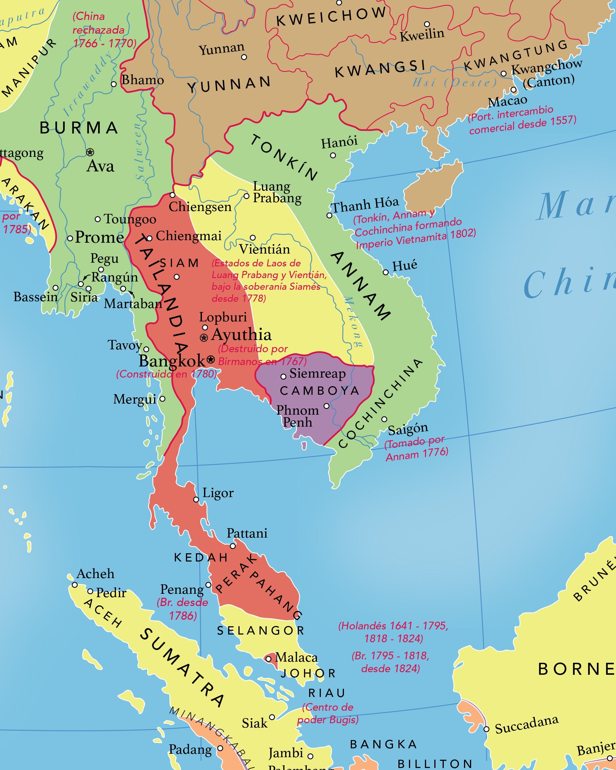 Mapa de Asia en 1775 - Lámina