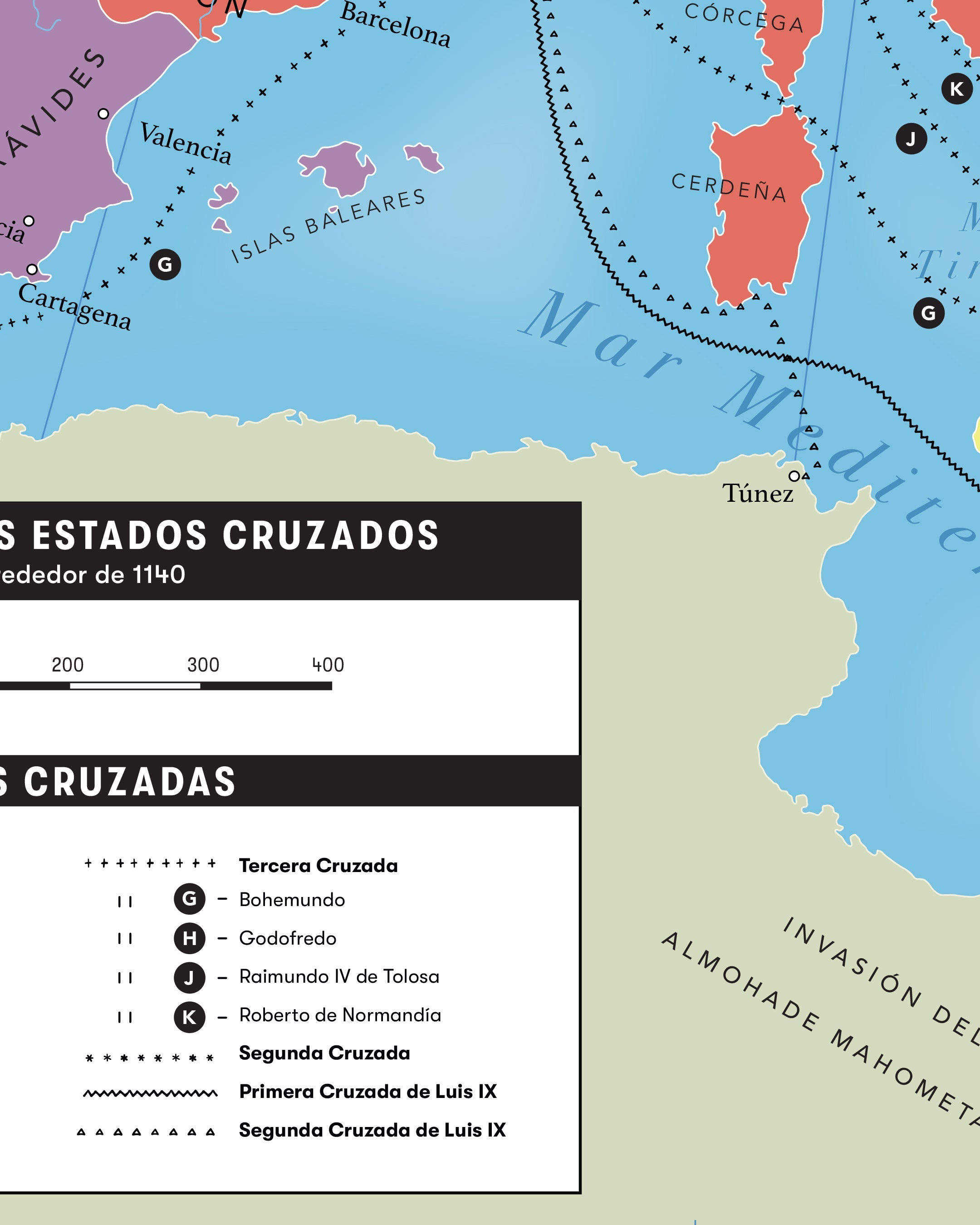 Europa y Las Cruzadas (año 1140), Imperio Carolingio (814) - Lámina